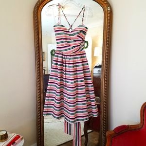 Candy stripe fit and flare cotton dress